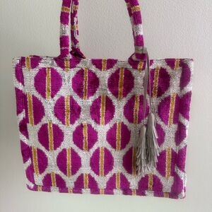 Elegant Fuchsia and Silver Women's Tote Bag
